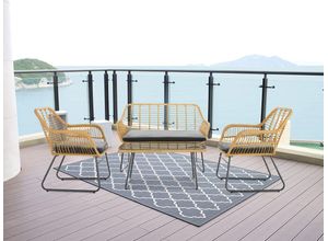 4262386282296 - Lounge-Set 4 tlg HGS45-GRA helles Rattan mit Sitzkissen in grau