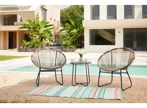 4262386282647 - 3 tlg Garten Set mit Sitzkissen HGS50-BEI in Rattan braun