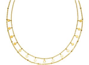 4262390033563 - Collier Schmuck Geschenk Plain doppelte Kette 22461 Halsketten Gr Edelstahl Länge 50 cm gelb (gelbgoldfarben) Damen Colliers