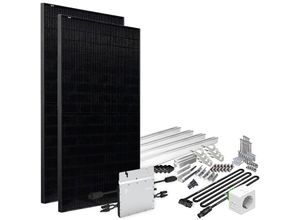 4262397632806 - Offgridtec® Solar-Direct 860W HMS-800W-2T Balkonkraftwerk Bifazial Full Black Schukosteckdose - 10m - Montageset für Balkongeländer mit Stromzähler