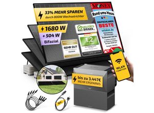 4262399771121 - Balkonkraftwerk 1680W   600W Solaranlage mit Speicher Steckerfertig WIFI Komplettset Photovoltaik Anlage 600W 800W