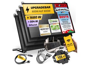 4262399771534 - Balkonkraftwerk 2000W 800W Solaranlage mit Balkon Halterung Steckerfertig WIFI Komplettset Photovoltaik Anlage 800W Kabellänge 10m