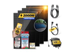 4262399772173 - Balkonkraftwerk 2000W 800W Solaranlage mit Dach Halterung (Paarmontage) Halterung Steckerfertig WIFI Komplettset Photovoltaik Anlage 800W Kabellänge 5m