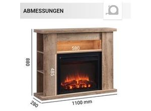 4262400751388 - Balderia Elektrokamin Eiche rustikal hell William 1000 2000 Watt 88 x 110 cm