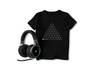 4262401067402 - CORSAIR Gaming-Headset Virtuoso RGB WRLS Carbon T-Shirt Bundle Kopfhörer grau (carbon) Gaming Headset