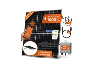 4262403071865 - Solarway® 1000W Balkonkraftwerk 800W komplett Steckdose - neuester 800 Watt Wechselrichter - Solaranlage Komplettset - 500W bifaziale Solarmodule & Envertech & Zubehör