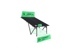 4262403073074 - Solarway Single PKW Solar-Carport Gestell 5000 Watt - inkl 10 Solarpanels und Regenrinne - Dach versiegelt