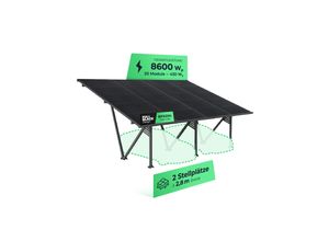 4262403073104 - Solarway Double PKW Solar-Carport Gestell 6500 Watt - inkl 15 Solarpanels und Regenrinne - Dach versiegelt wasserdicht