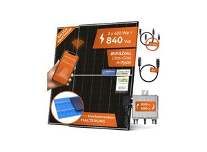 4262403073319 - Solarway 840W Balkonkraftwerk 800W Komplett Steckdose - Ausgang einstellbar 600 800W - 2x420W Bifaziale Glas Glas n-Type JaSolar-Module Wechselrichter mit APP&WiFi Plug&Play