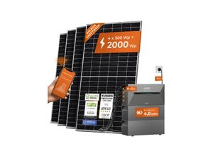 4262403073685 - Solarway® All In One Balkonkraftwerk mit Speicher 2000W komplett Steckdose - 48 kWh Anker Solix 2 PRO Speicher - Solaranlage Komplettset - 500W Solarmodule & Anker Speicher & Zubehör