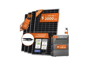 4262403073708 - Solarway® All In One Balkonkraftwerk mit Speicher 2000W komplett Steckdose - 48 kWh Anker Solix 2 PRO Speicher - Solaranlage Komplettset - 500W Solarmodule & Anker Speicher & Zubehör