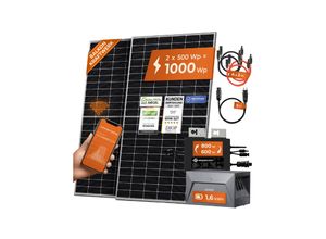 4262403074088 - Solarway® 1000W Balkonkraftwerk mit Speicher 800W komplett Steckdose - neuester 800 Watt Wechselrichter - 16 kWh Anker Solix 1 - 500W Solarmodule & Envertech & Anker