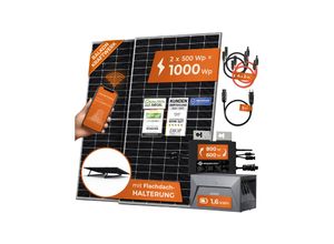 4262403074101 - Solarway® 1000W Balkonkraftwerk mit Speicher 800W komplett Steckdose - neuester 800 Watt Wechselrichter - 16 kWh Anker Solix 1 - 500W Solarmodule & Envertech & Anker