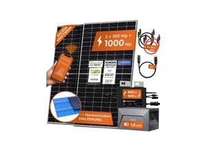 4262403074125 - Solarway® 1000W Balkonkraftwerk mit Speicher 800W komplett Steckdose - neuester 800 Watt Wechselrichter - 16 kWh Anker Solix 1 - 500W Solarmodule & Envertech & Anker