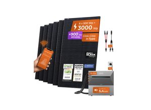 4262403076037 - Solarway® All In One Balkonkraftwerk mit Speicher 3000W komplett Steckdose - 54 kWh Anker Solix 3 PRO Speicher - Solaranlage Komplettset - 500W bifaziale Solarmodule & Anker Speicher & Zubehör
