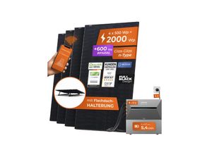 4262403076259 - Solarway® 2000Wp 800W Balkonkraftwerk mit 54kWh Speicher komplett Steckdose - 54 kWh Anker Solix 3 PRO Speicher - Solaranlage Komplettset - 500W Solarmodule & Anker Speicher & Zubehör - Flachdach Halterung 4262403076259 - Solarway® 2000Wp 800W Balkonkraftwerk mit 54kWh Speicher komplett Steckdose - 54 kWh Anker Solix 3 PRO Speicher - Solaranlage Komplettset - 500W Solarmodule & Anker Speicher & Zubehör - Flachdach Halterung