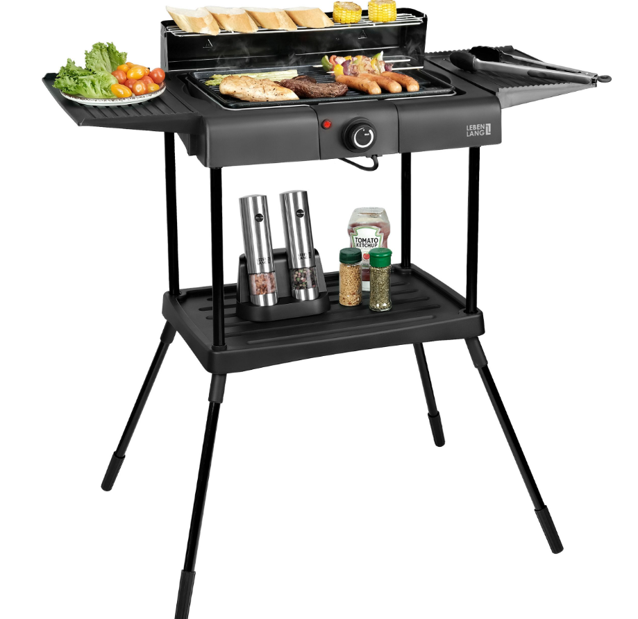 4262406932484 - Lebenlang 2-in-1-Elektrogrill - Tisch- und Standgrill - 2000W - Für drinnen und draußen - Inklusive Grillzange - Antihaftbeschichtung 4262406932484 - Lebenlang 2-in-1-Elektrogrill - Tisch- und Standgrill - 2000W - Für drinnen und draußen - Inklusive Grillzange - Antihaftbeschichtung