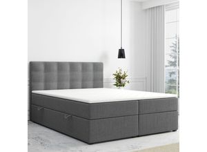 4262413690230 - Boxspringbett ROM mit Bettkasten 140 x 200 cm Webstoff Anthrazit Bett Bettkasten