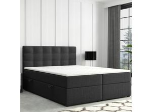 4262413690261 - Boxspringbett ROM mit Bettkasten 160 x 200 cm Webstoff Schwarz Bett Bettkasten