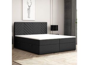 4262413690278 - Möbel Punkt Boxspringbett MALIBU mit Bettkasten 140 x 200 cm Webstoff Schwarz Bett Bettkasten Hotelb