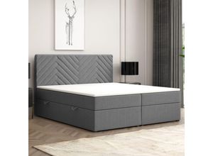 4262413690285 - Möbel Punkt Boxspringbett MALIBU mit Bettkasten 140 x 200 cm Webstoff Anthrazit Bett Bettkasten