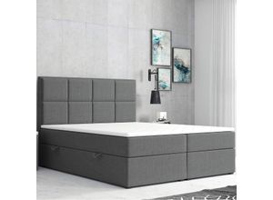 4262413690711 - Boxspringbett PORTOFINO mit Bettkasten 180 x 200 cm Webstoff Grau Anthrazit Bett Bettkasten