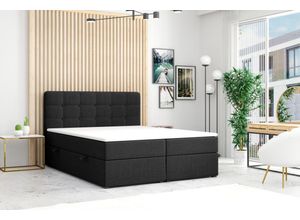 4262413690919 - Möbel Punkt Boxspringbett PRAG Chesterfield – Optik mit Bettkasten 180 x 200 cm Webstoff Schwarz Bet