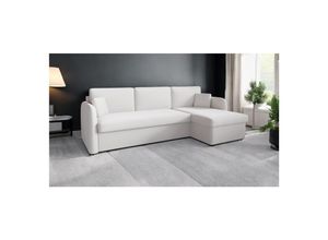 4262413691527 - M-Punkt Ecksofa NICE Abriamo Boucle Ecru Hell mit Bettfunktion und Bettkasten Bett Sofa Schlafsofa Ottomane Universell Rechts oder Links