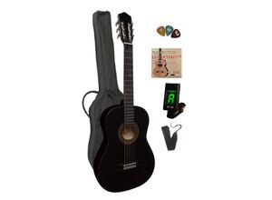 4262414191224 - Classic Konzertgitarre 4 4 im Set mit Tasche BandSaiten 3 Picks und Stimmgerät für Einsteiger