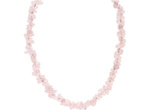 4262417891039 - Perlenkette Schmuck Geschenk Rose Quarz 23381 Halsketten Gr Edelstahl Länge 40 cm bunt (gelbgoldfarben rosa) Damen Perlenketten mit Rosenquarz