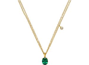 4262417892098 - Kette mit Anhänger Schmuck Geschenk Harmony Anhänger 23452 Halsketten Gr Edelstahl Länge 55 cm grün (gelbgoldfarben smaragd) Damen mit Glasstein