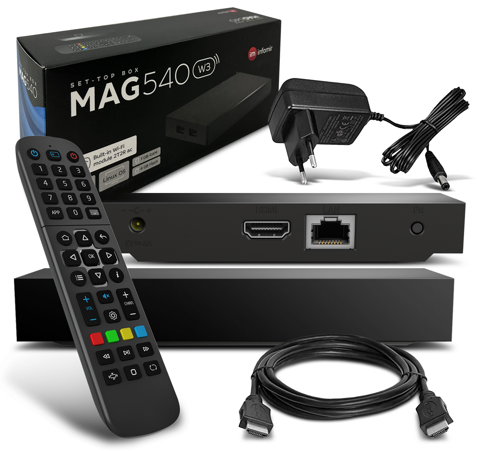 4262419060549 - MAG 540w3 IPTV Set Top Box 1GB RAM 4K HEVC H 265 Unterstützung Linux WLAN integriert