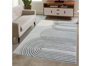 4262420641164 - Teppich CARPET CITY BONITO 7157 Teppiche Gr B L 200 cm x 290 cm 11 mm 1 St grau Esszimmerteppiche Flachflor Hochtief-Muster 3D-Effekt Wohnzimmer