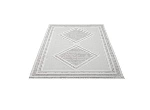 4262420642574 - Teppich CARPET CITY LINDO 8853 Teppiche Gr B L 200 cm x 290 cm 11 mm 1 St beige Fransenteppich Esszimmerteppiche Kurzflor Hochtief-Muster 3D-Effekt Fransen Boho-Stil Wohnzimmer