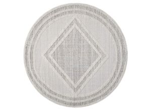 4262420642659 - Teppich CARPET CITY LINDO 8853 Teppiche Gr Ø 200 cm 11 mm 1 St grün Esszimmerteppiche Kurzflor Hochtief-Muster 3D-Effekt Boho-Stil Wohnzimmer