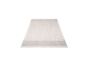 4262420644233 - Teppich CARPET CITY CLASICO 8931 Teppiche Gr B L 160 cm x 230 cm 11 mm 1 St beige Esszimmerteppiche Kurzflor Hochtief-Muster 3D-Effekt Rauten Fransen Wohnzimmer