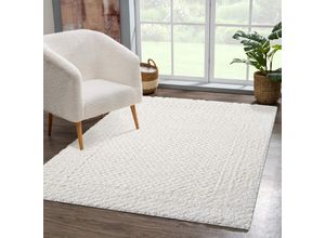 4262420645636 - Hochflor-Teppich CARPET CITY FOCUS627 Teppiche Gr B L 160 cm x 230 cm 20 mm 1 St beige (creme) Esszimmerteppiche Boho-Teppich Hochtief-Muster 3D-Effekt für Wohnzimmer Schlafzimmer