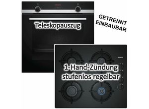 4262429942828 - - Herdset Backofen 71 Liter ecoClean mit Gaskochfeld Einhand-Taktfunkenzündung - autark 60 cm