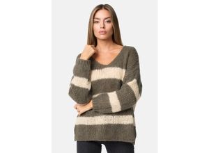 4262429952360 - PM SELECTED Damen Warmer Strickpullover Pullover mit Candy Stripes in Einheitsgröße PM67