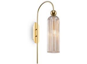 4262431050177 - - Wandleuchte Wandlampe Schlafzimmerlampe Flurleuchte Gold Metall Glas Cognac