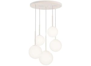 4262431050474 - - Deckenleuchte Pendelleuchte Hängelampe Esszimmerlampe Metall Glas Weiss d 45 cm