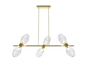 4262431050672 - Pendelleuchte Hängelampe Deckenleuchte Esszimmerlampe Metall Glas Gold l 100 cm