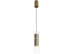 4262431050757 - - Pendelleuchte Hängelampe Deckenlampe Esszimmerlampe Alu Glas Gold h 32 cm