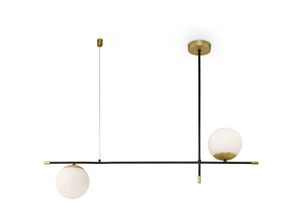 4262431052256 - Pendelleuchte Hängelampe Deckenlampe Esszimmerleuchte Matt-Gold 2-Flammig l 95cm