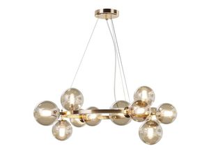 4262431052577 - - Pendelleuchte Hängelampe Deckenlampe Esszimmerlampe Gold Bernstein d 67 cm