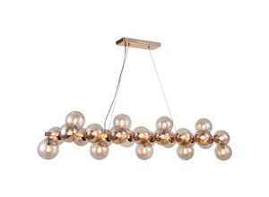 4262431052676 - - Pendelleuchte Hängelampe Deckenlampe Esszimmerleuchte Gold Bernstein l 1235 cm