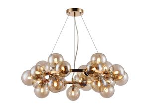 4262431052744 - - Pendelleuchte Hängelampe Deckenleuchte Esszimmerlampe Gold Bernstein d 69 cm