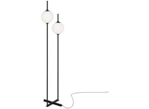 4262431055394 - - Stehlampe Stehleuchte Standlampe schwarz Wohnzimmerlampe Glaskugeln weiß h 150cm