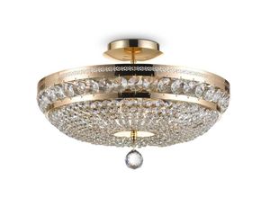 4262431056704 - - Deckenlampe Deckenleuchte Kristallleuchte Wohnzimmerlampe Metall gold b 435cm