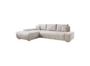 4262437180014 - Sofa Iseo L Form mit Schlaffunktion - Stoff Couch für Wohnzimmer - modern & bequem - Beige